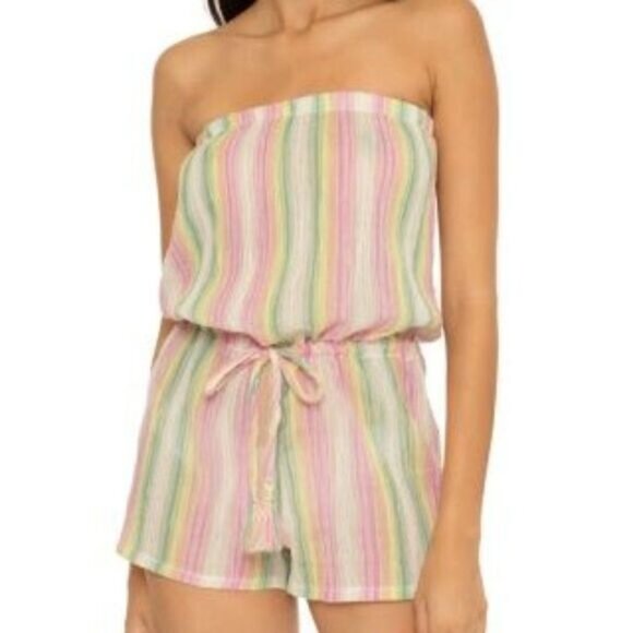 Becca Marbella Short Strapless Swim Cover Up Romper Large NWT - Picture 1 of 3